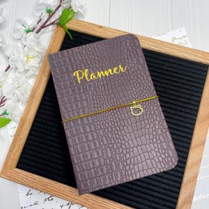 A6 Chocolate planner binder cover crocodile leatherette