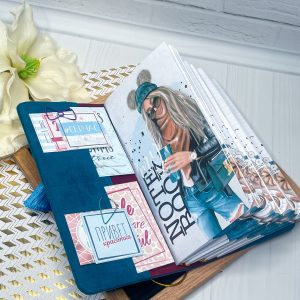Aquamarine suede notebook / Girl diary / Midori travel notebook