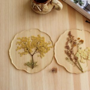 Set of 2 coaster with dried flowers