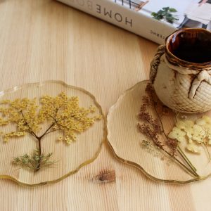 Set of 2 coaster with dried flowers