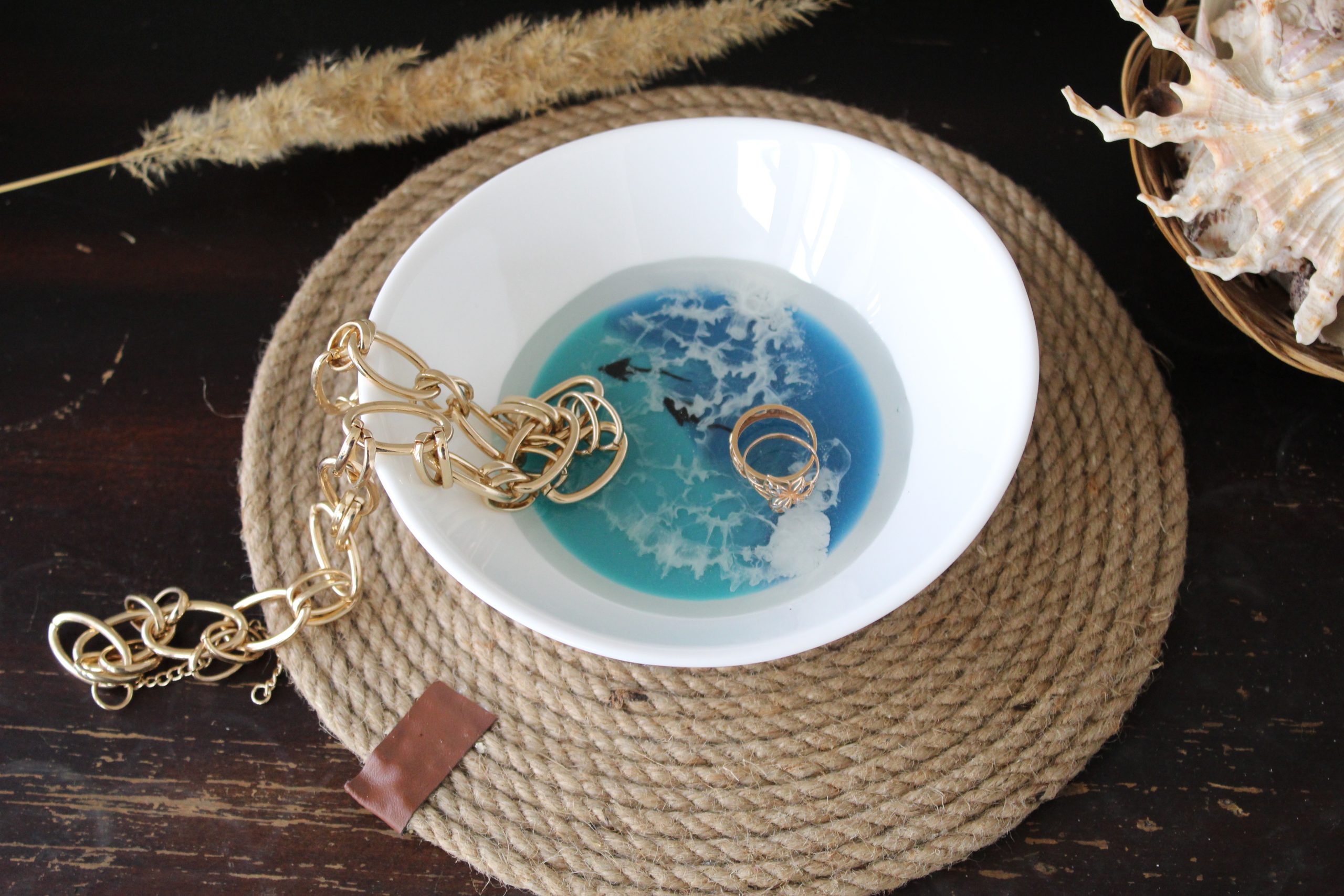 Ring dish with the sea, Jewelry tray, a gift to the bride