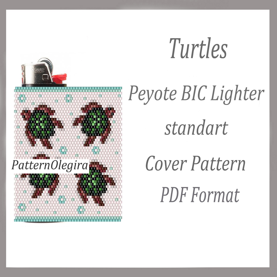 Turtles bead pattern cover lighter BIC Olegirabeadpatterns