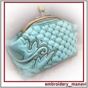 In the hoop machine embroidery design quilted Handbag purse.