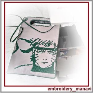 In the hoop embroidery design Flat bag, tablet case, anime.