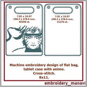 In the hoop embroidery design Flat bag,tablet case,anime