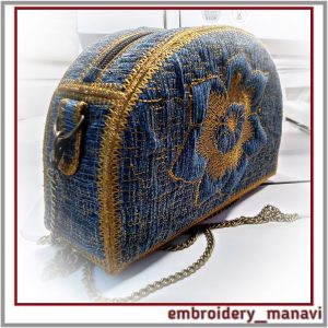In the hoop embroidery design Semicircular bag Narcissus.