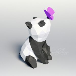 3d Papercraft – Panda And Butterfly – PDF SVG DXF Templates