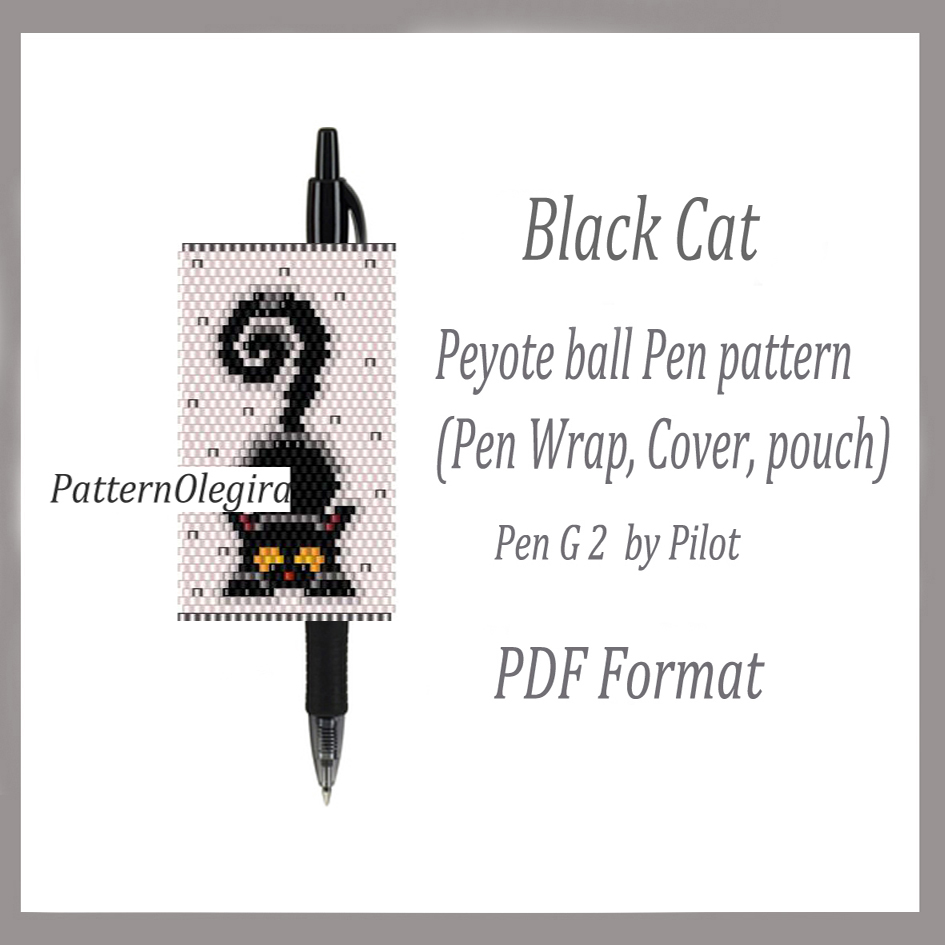 Black cat bead pattern bead pen wraps Olegirabeadpatterns