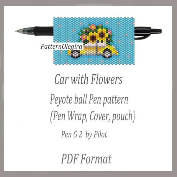 CAR WITH FLOWERS bead pattern PDF file
