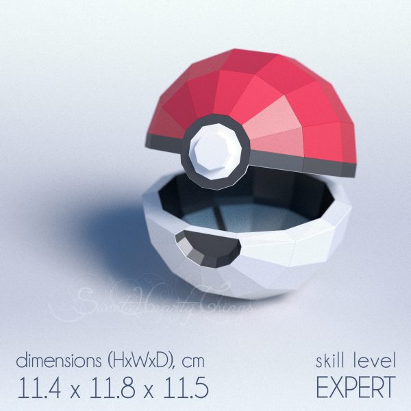 3d Papercraft–Pokeball–PDF SVG DXF Studio3 Templates