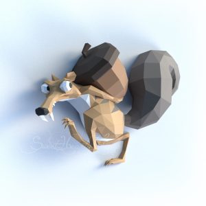 3d Papercraft – Scrat Wall Sculpture – PDF SVG DXF Templates