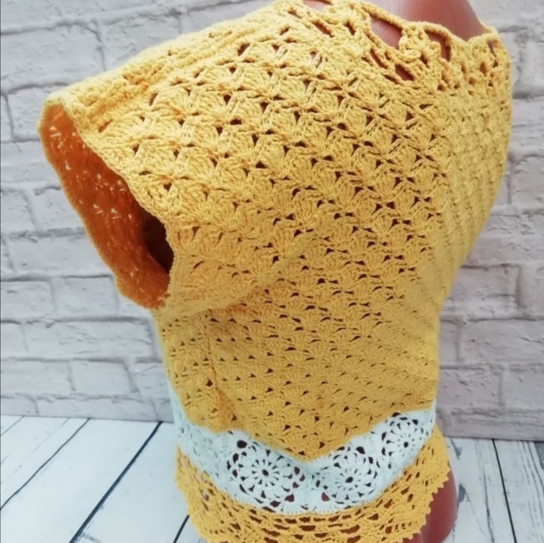 Yellow Summer Top, Cotton Top, Openwork Blouse, lace top 4 Yellow Summer Top, Cotton Top, Openwork Blouse, lace top - Image 4