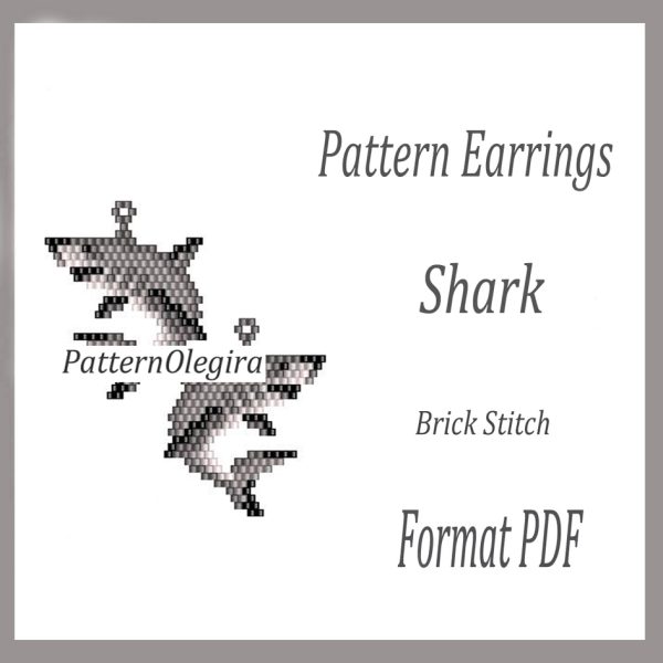 SHARK Earrings bead pattern PDF file