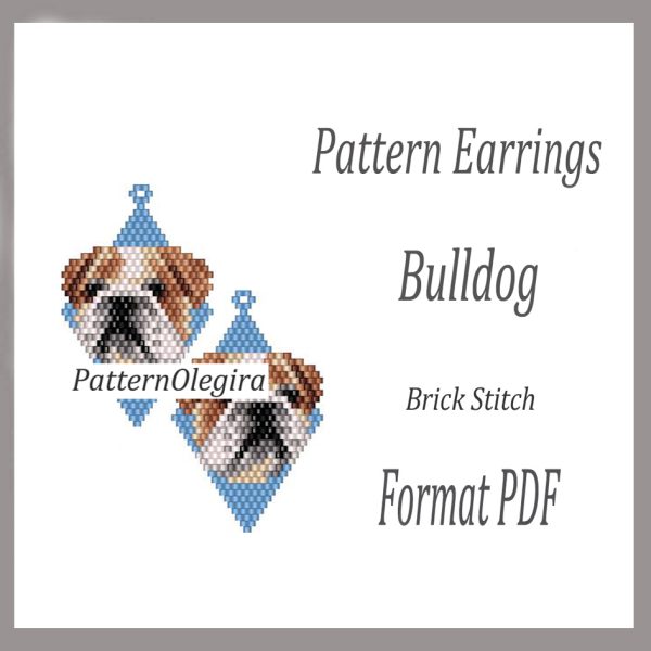 BULLDOG Earrings bead pattern PDF file