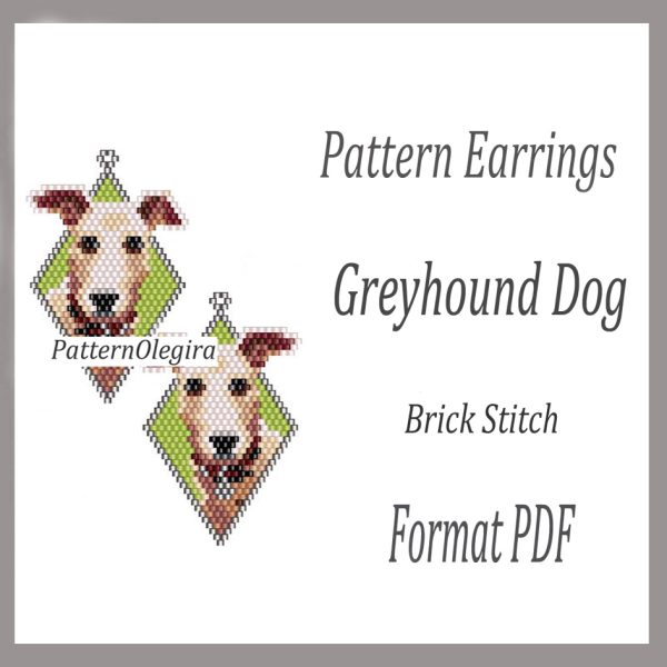 GREYHOUND DOG Earrings bead pattern PDF file