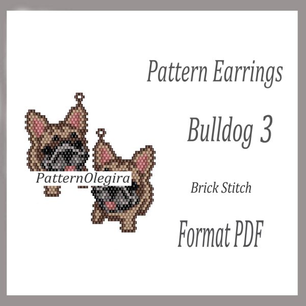 BULLDOG 3 Earrings bead pattern PDF file
