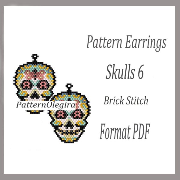 SKULLS 6 Earrings bead pattern PDF file