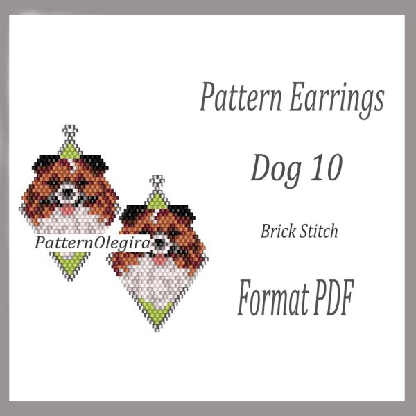 DOG 10 Earrings bead pattern PDF file