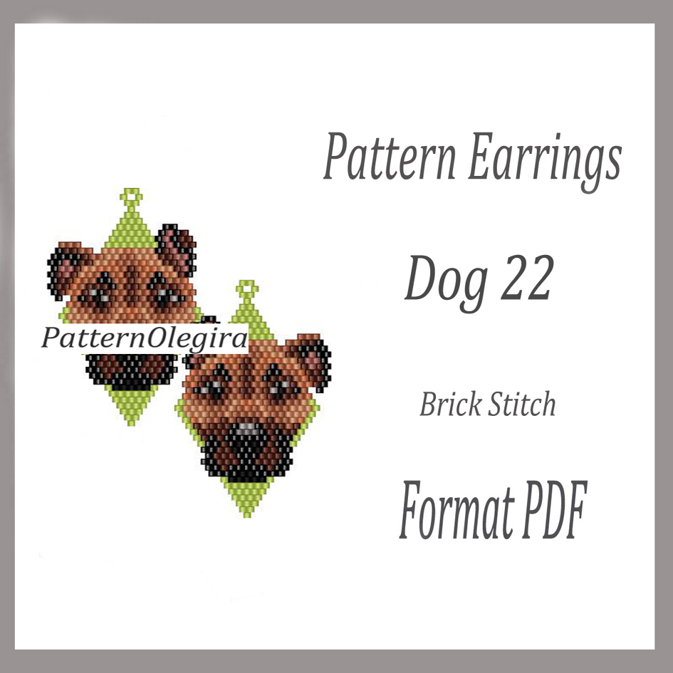 Dog 38 beading earrings Bead pattern dog Olegirabeadpatterns