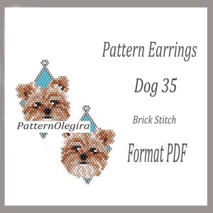 Yorkshire terrier dog 35 earrings bead pattern PDF file