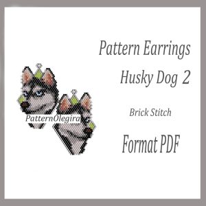 Hasky dog earrings bead pattern PDF file