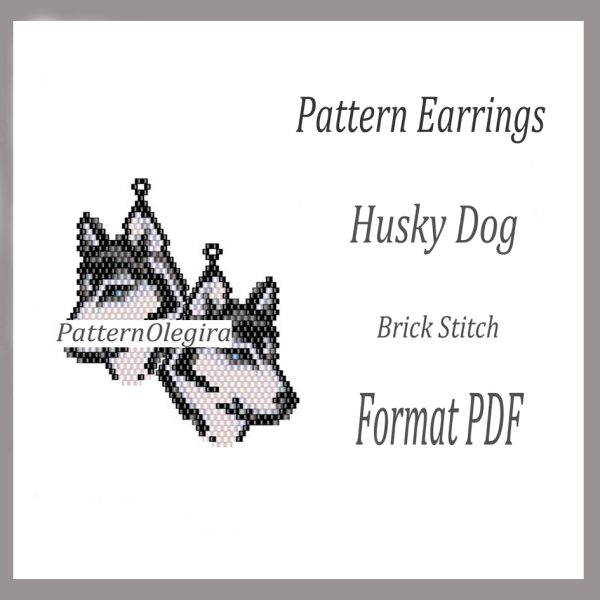 Hasky dog earrings bead pattern PFG file