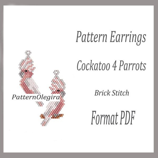 COCKATOO 4 Earrings bead pattern PDF file