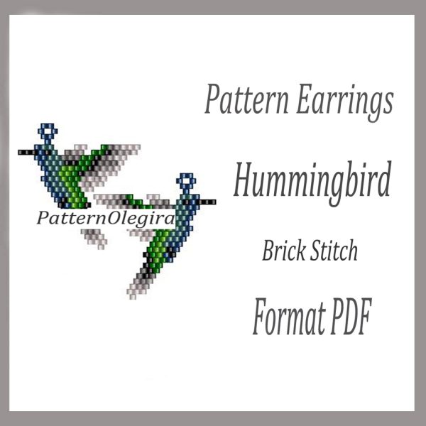 HUMMINGBIRD Earrings pattern PDF file