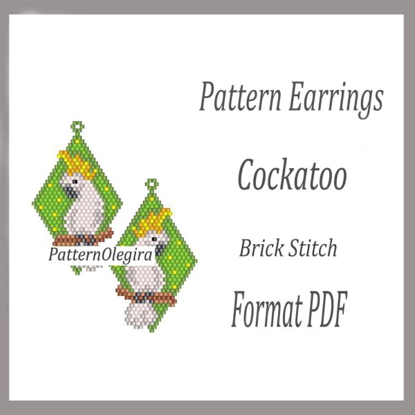 COCKATOO Earrings bead pattern PDF file