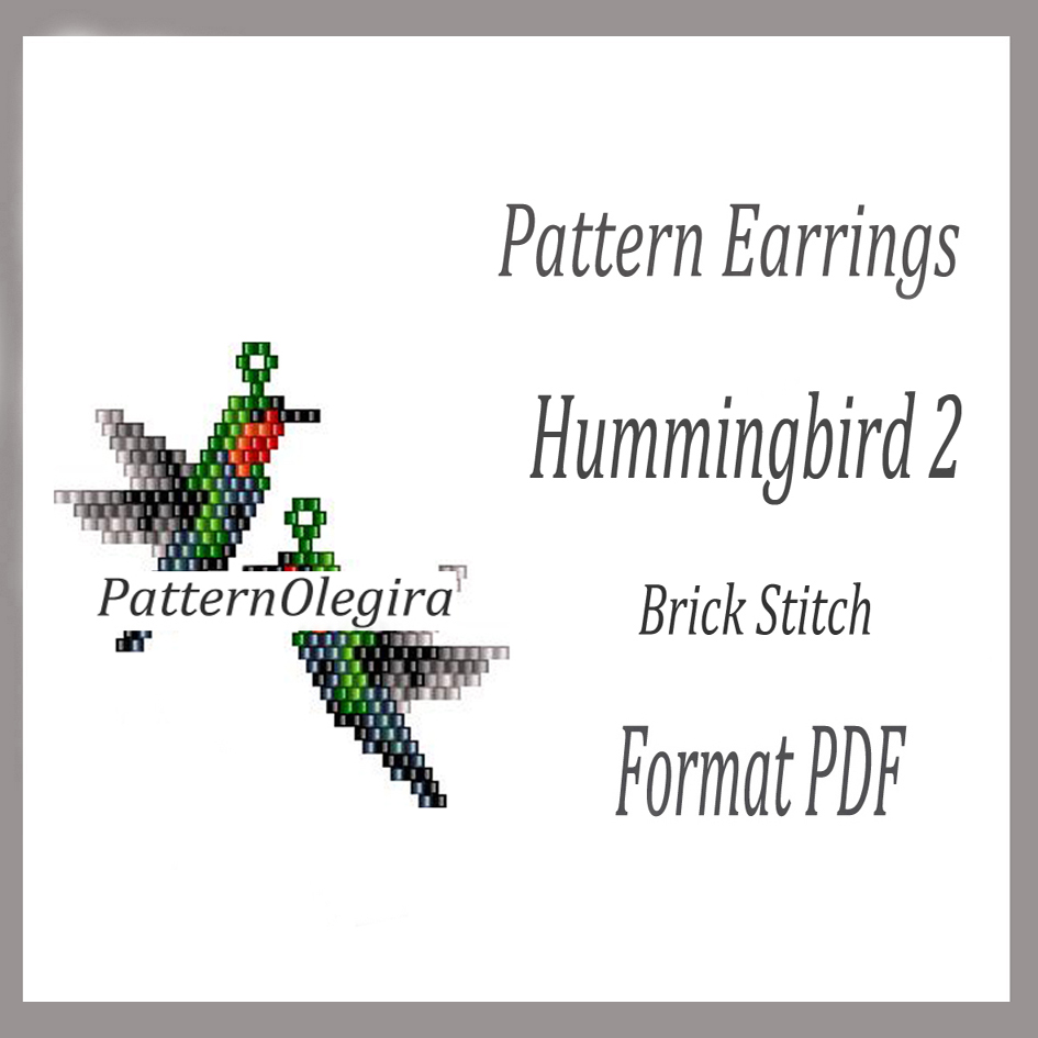 HUMMINGBIRD 2 Earrings bead pattern PDF Brick stitch pattern 1 HUMMINGBIRD 2 Earrings bead pattern PDF file