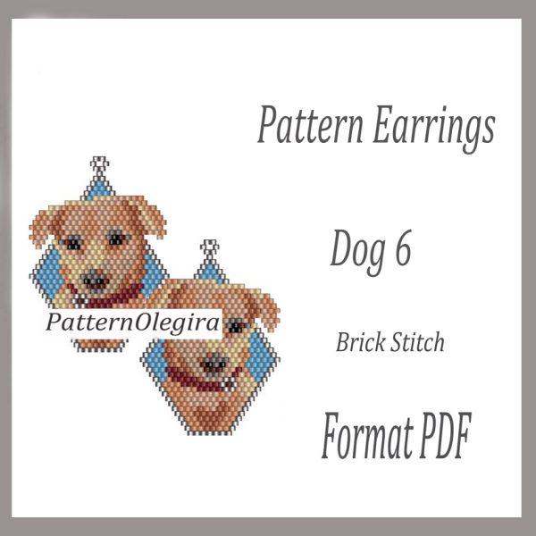 DOG 6 Earrings bead pattern PDF file