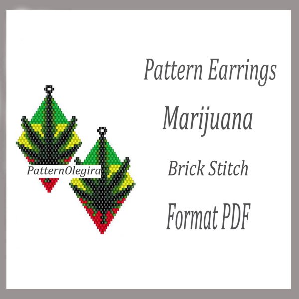 MARIJUANA Earrings bead pattern PDF file