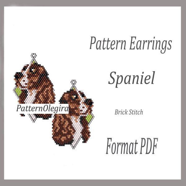 SPANIEL Earrings bead pattern PDF file