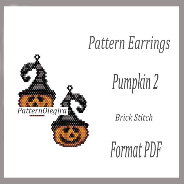PUMPKIN 2 Earrings bead pattern PDF file