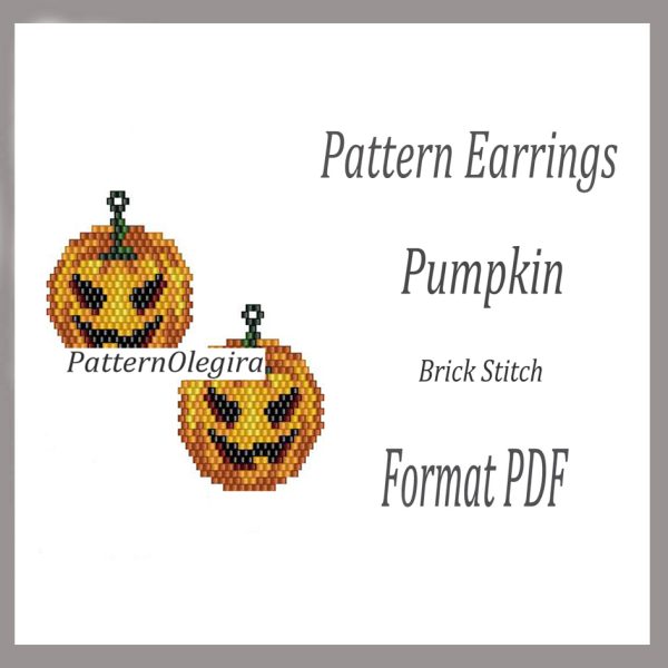 PUMPKIN Earrings bead pattern PDF file