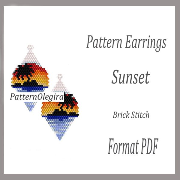 SUNSET Earrings bead pattern PDF file