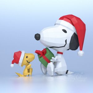 3d Papercraft – Snoopy & His Friend At Christmas – PDF SVG DXF Templates