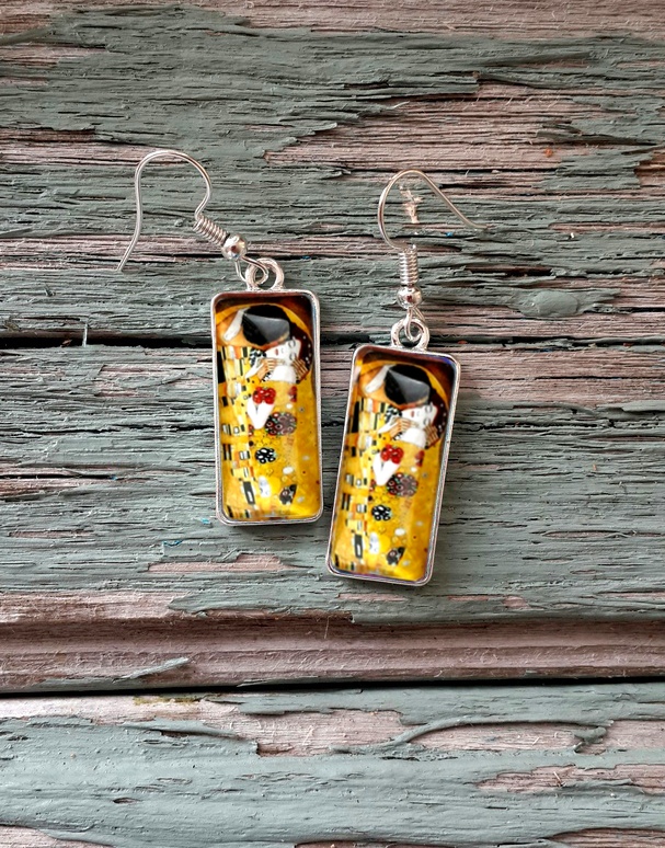 The Kiss Gustav Klimt Earrings Dangle