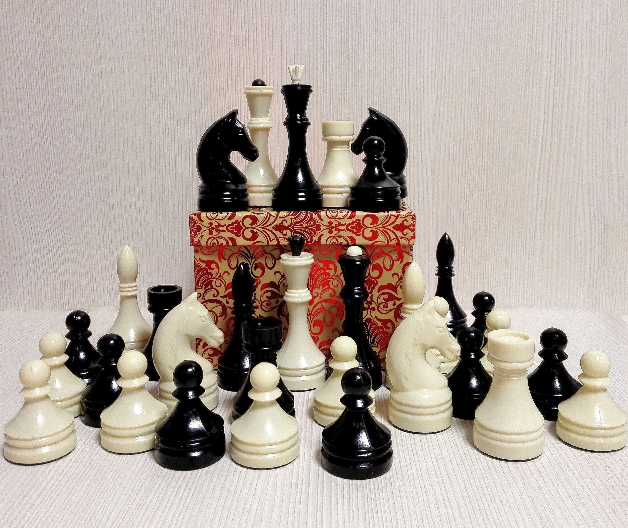 Soviet Vintage Large Chess Pieces.Rare Antique Russian Chess