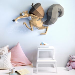 3d Papercraft – Scrat Wall Sculpture – PDF SVG DXF Templates