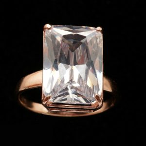 Baguette Cut Diamond Engagement Ring 14k Rose Gold filled New 8P