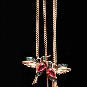 Colibri Bird Paradise Birds Threader Earrings Ruby 14k Rose Gold Filled 925 silver New Free shipping