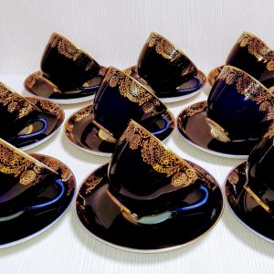 Vintage Gold Cobalt Blue Lomonosov Set.Russian Blue Porcelain LFZ