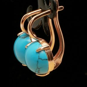 Blue Turquoise Large Dangle Earrings 14k Rose Gold Filled 925 silver New