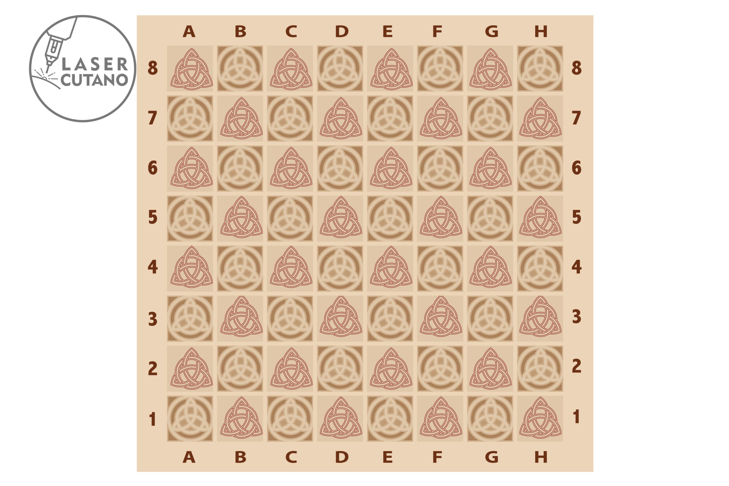 Laser Cut Chess Board With Compass Rose Inlay DXF File Free