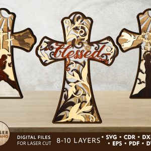 CROSS 3D Bundle Laser Cut Files, Religious Layered SVG
