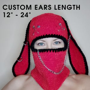 Halloween bunny mask. Creepy bunny balaclava crochet