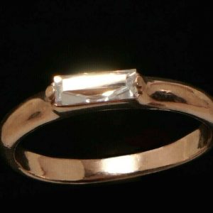 Baguette Cut Diamond Engagement Ring 14k Rose Gold fill 925 Silver 6.5M New