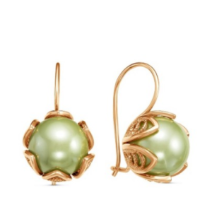 Greenish Pearl Dangle Earrings Filigree 14k Rose Gold Filled Brass New Free shipping