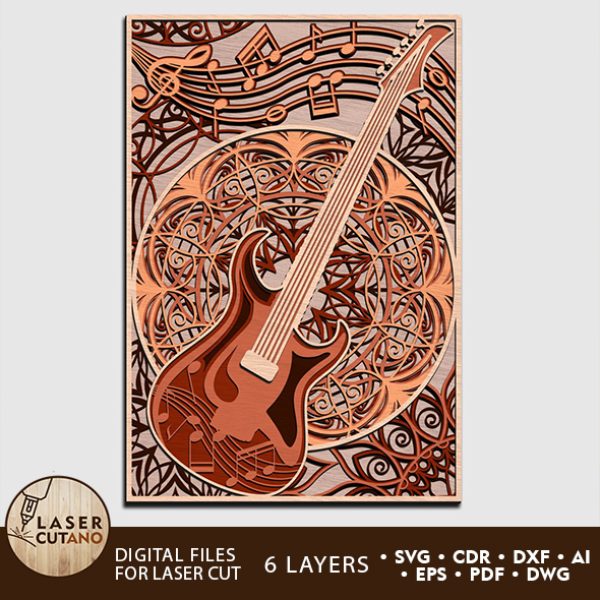 GUITAR Layered Cut Design for Gift